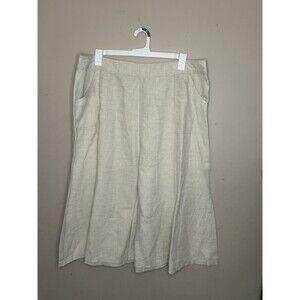 VINTAGE JM Collection Womens Flared Pull On Linen Skirt Size 20w Tan Side Zip